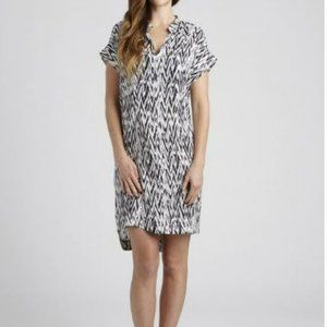 Loyal Hana Cybelle Black White Chevron Pocketed Maternity Nursing Shirtdress - S